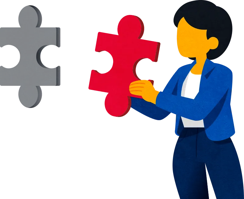 Person holding puzzle piece illustration